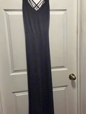 Market & Spruce Black Maxi Dress with Crisscross Back